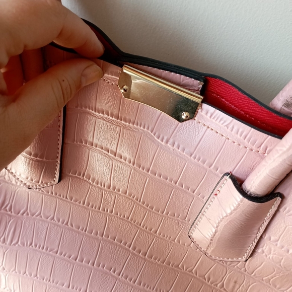 Baby Pink Crock Satchel Handbag As New - Picture 3 of 16